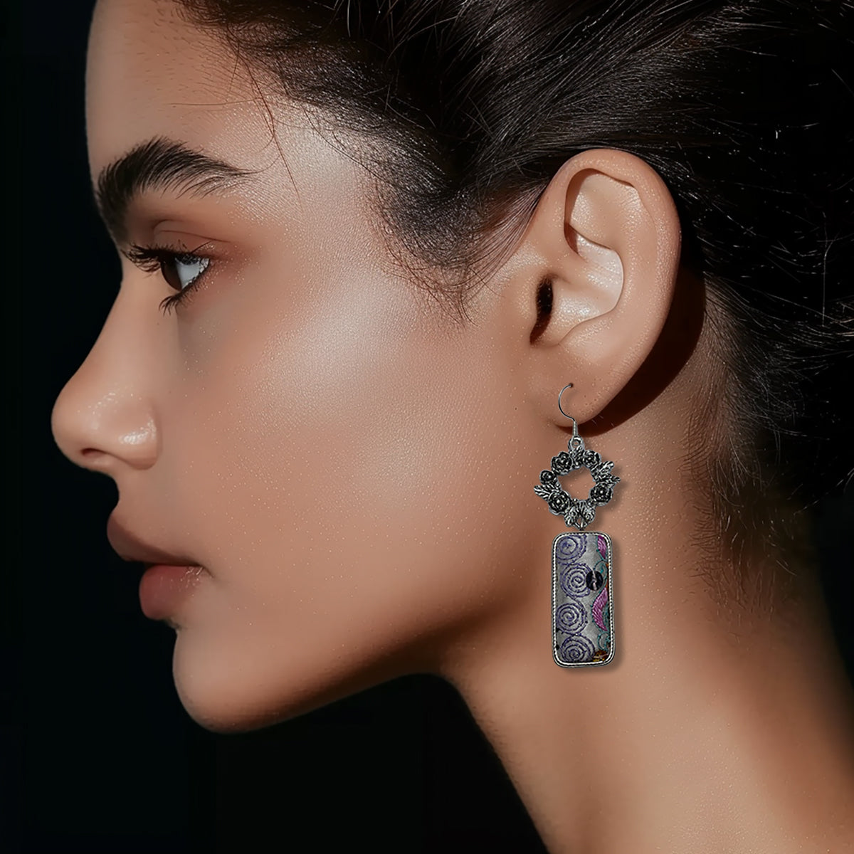 Miao Ethnic Hand-Embroidered,Plants for nuture ,Earrings/F13