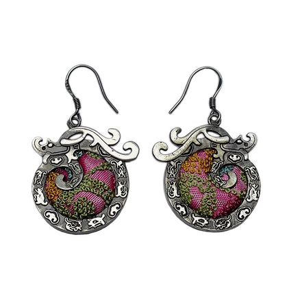 Miao Ethnic Hand-Embroidered,MiaoDragon for luck ,Earrings/D14