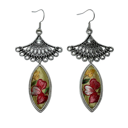 a Miao Ethnic Hand-Embroidered, WaterDroplet for health, Earrings/A1