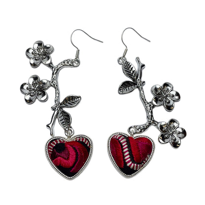Miao Ethnic Hand-Embroidered,Plants for nuture ,Earrings/F16