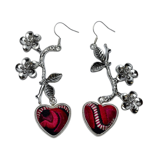 Miao Ethnic Hand-Embroidered,Plants for nuture ,Earrings/F16