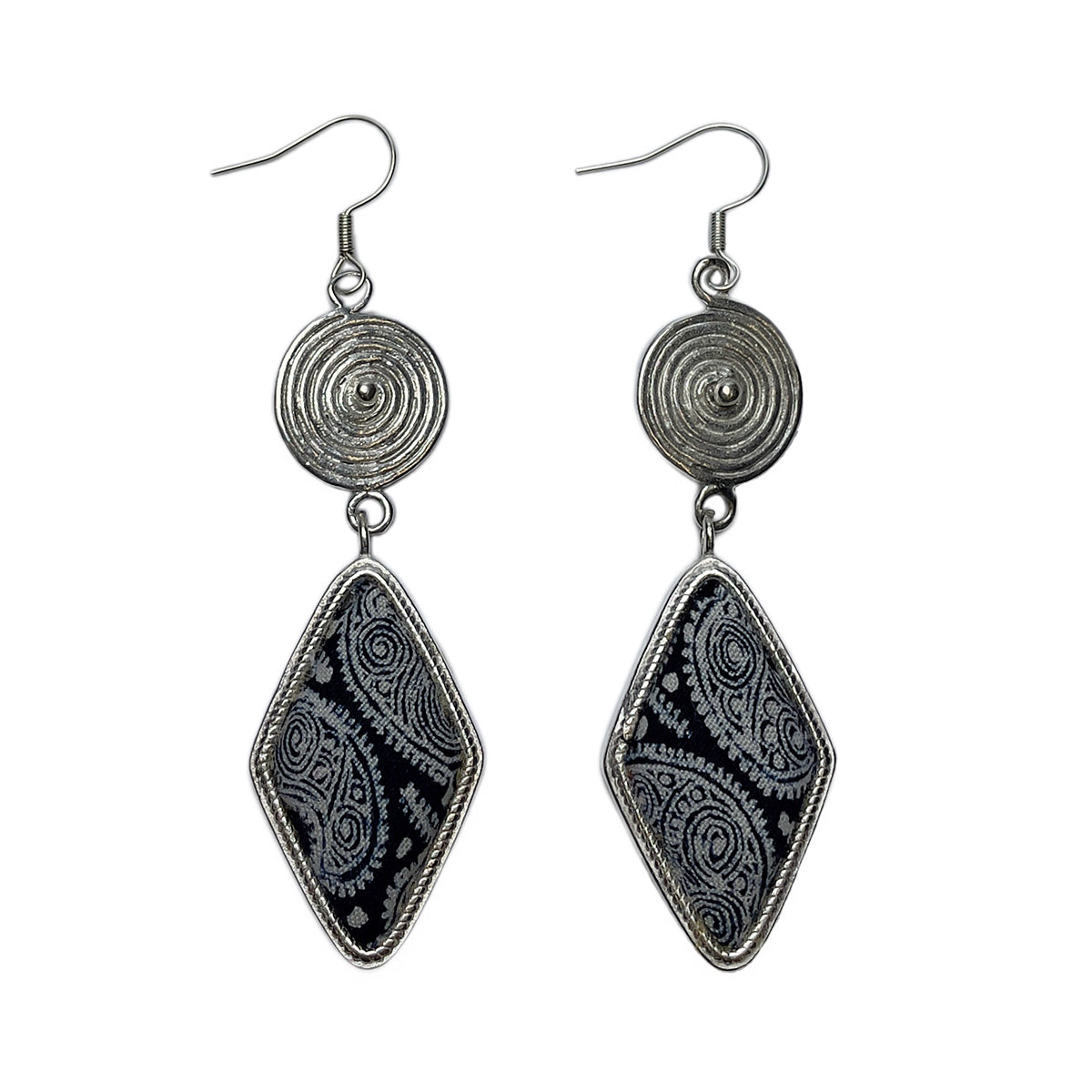 Miao Ethnic Hand-Embroidered,BronzeDrum for luck ,Earrings/B18
