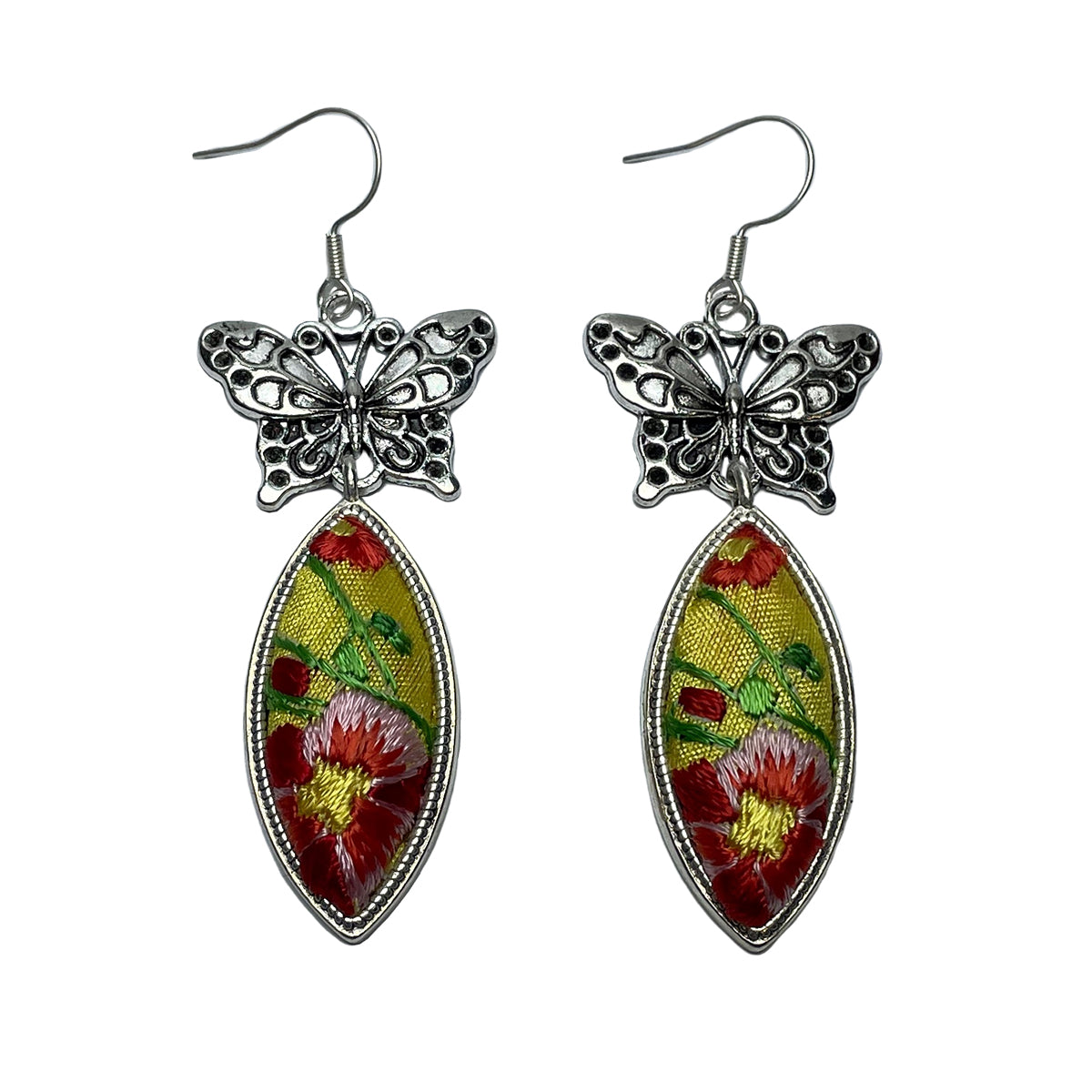 a Miao Ethnic Hand-Embroidered, WaterDroplet for health, Earrings/A1