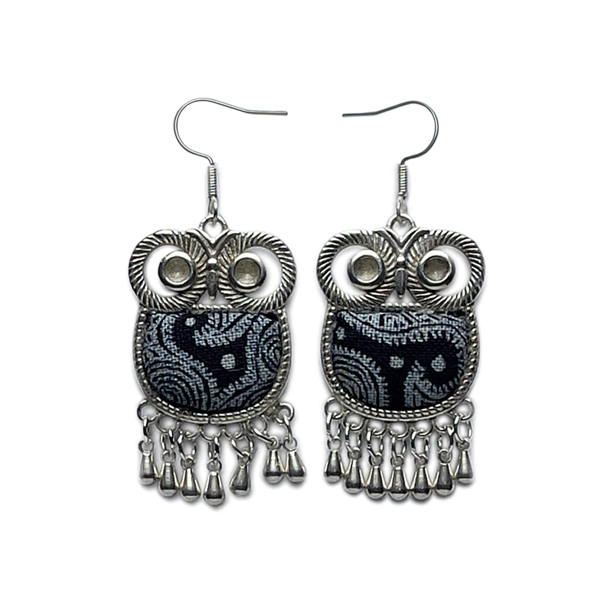 Miao Ethnic Hand-Embroidered,Owl for wisdom ,Earrings/E21