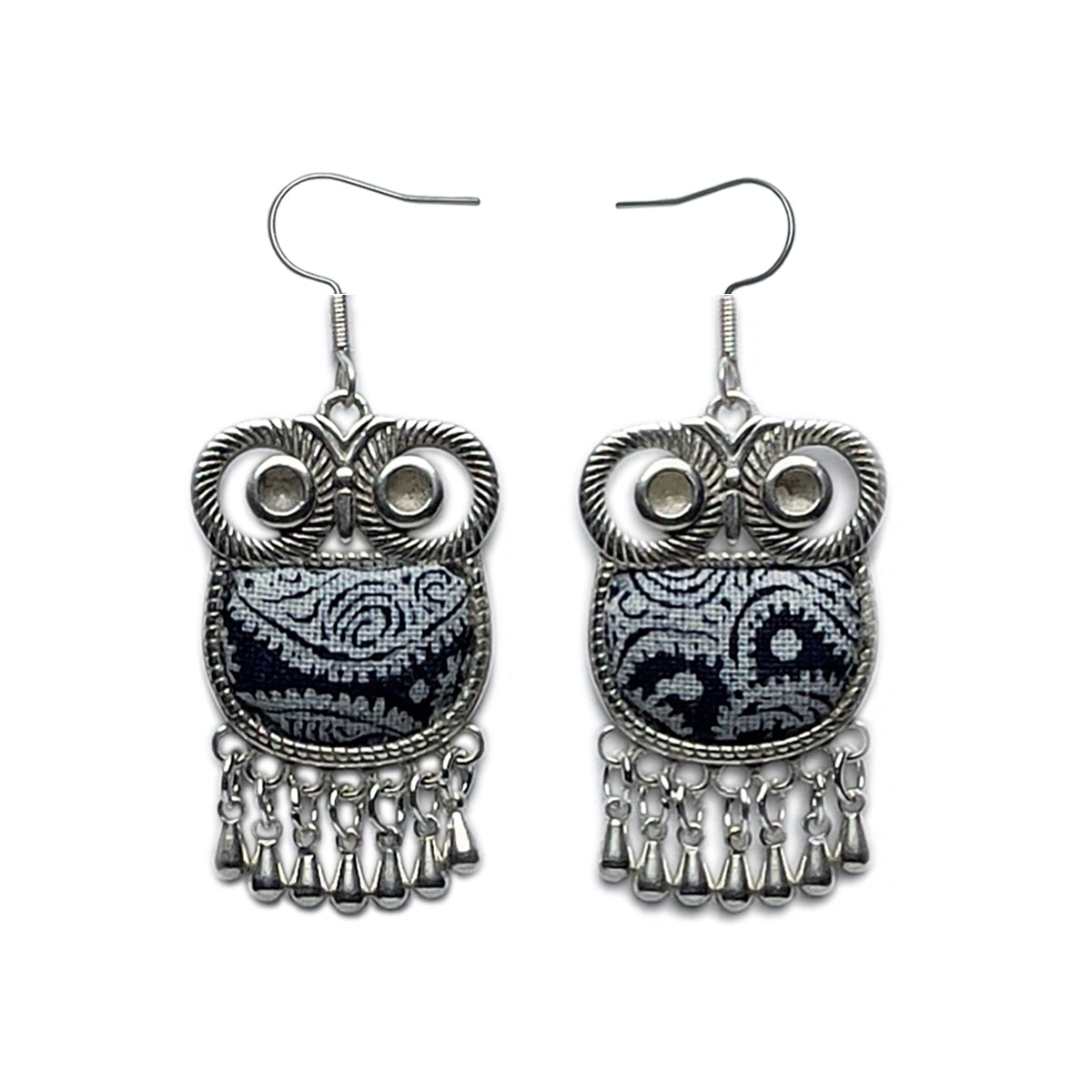 Miao Ethnic Hand-Embroidered,Owl for wisdom ,Earrings/E21
