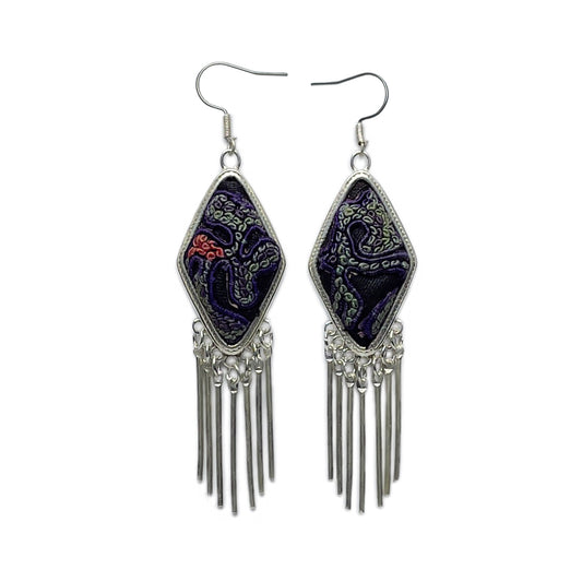 Miao Ethnic Hand-Embroidered,Plants for nuture ,Earrings/F22