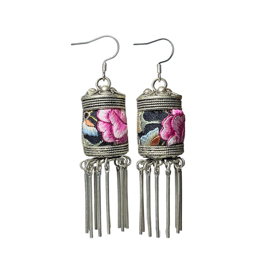 Miao Ethnic Hand-Embroidered,Plants for nuture ,Earrings/F24