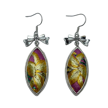 a Miao Ethnic Hand-Embroidered, WaterDroplet for health, Earrings/A1