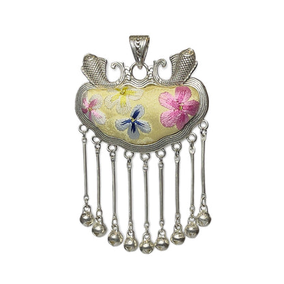 Miao Ethnic Hand-Embroidered, Fish for good fortune, Pendant/K2