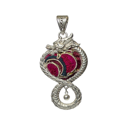 Miao Ethnic Hand-Embroidered, Loong for power, Pendant/J4