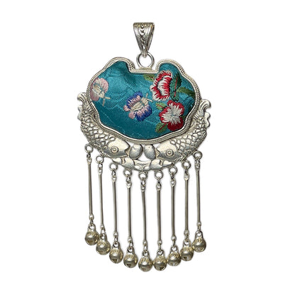 Miao Ethnic Hand-Embroidered, Fish for good fortune, Pendant/K3
