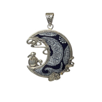 Miao Ethnic Hand-Embroidered, Moon for luck&beaty, Pendant/L5