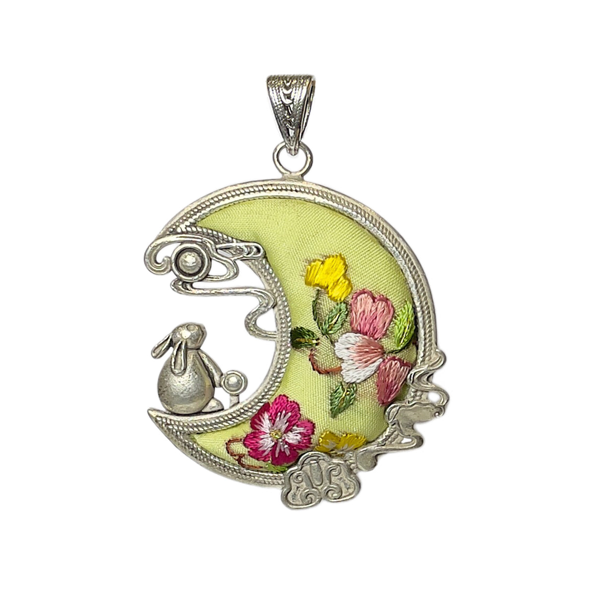 Miao Ethnic Hand-Embroidered, Moon for luck&beaty, Pendant/L5