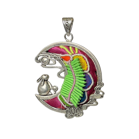 Miao Ethnic Hand-Embroidered, Moon for luck&beaty, Pendant/L5