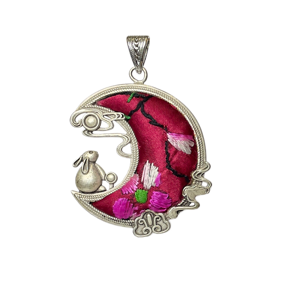 Miao Ethnic Hand-Embroidered, Moon for luck&beaty, Pendant/L5