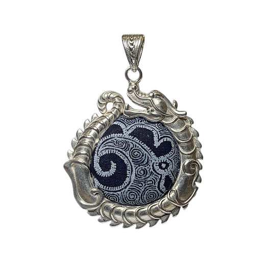 Miao Ethnic Hand-Embroidered, Loong for power, Pendant/J6