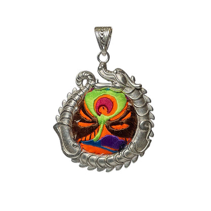 Miao Ethnic Hand-Embroidered, Loong for power, Pendant/J6