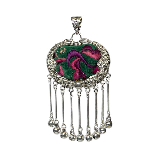 Miao Ethnic Hand-Embroidered, Loong for power, Pendant/J10