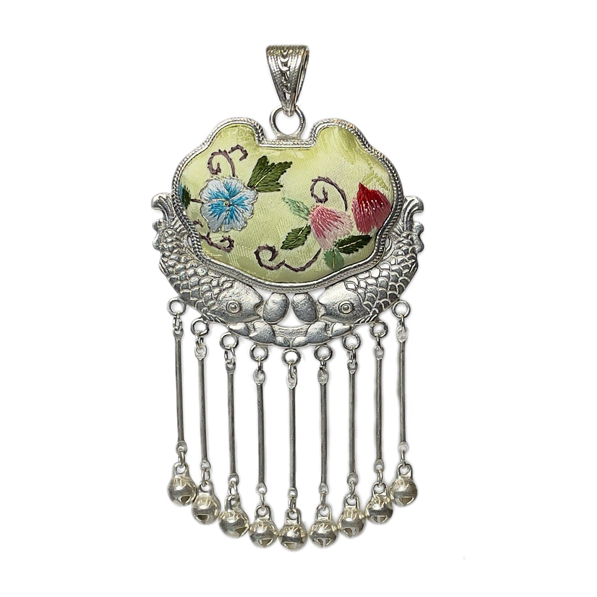 Miao Ethnic Hand-Embroidered, Fish for good fortune, Pendant/K3