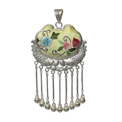 Miao Ethnic Hand-Embroidered, Fish for good fortune, Pendant/K3