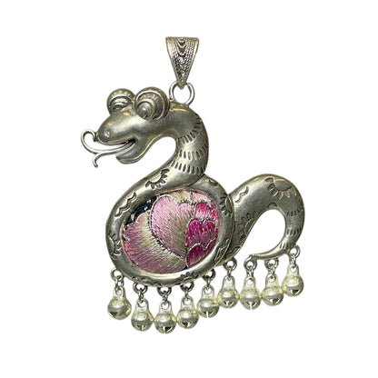 Miao Ethnic Hand-Embroidered, Loong for power, Pendant/J13