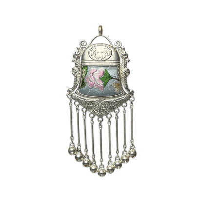 Miao Ethnic Hand-Embroidered, Bell for luck, Pendant/N15