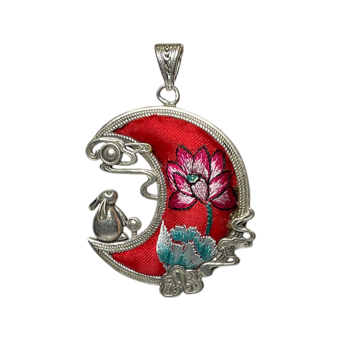 Miao Ethnic Hand-Embroidered, Moon for luck&beaty, Pendant/L5