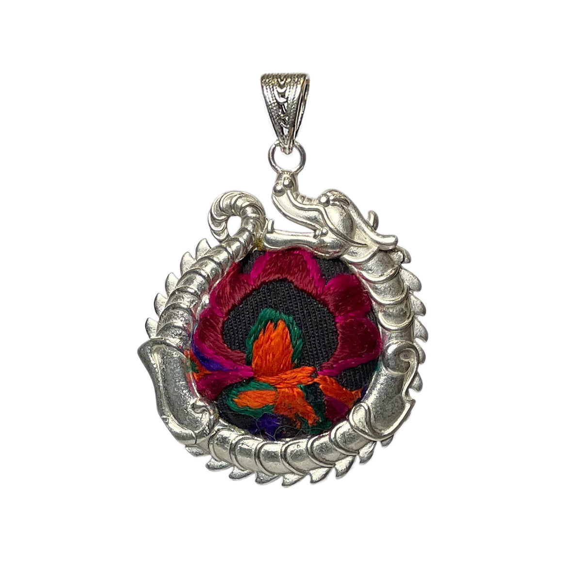 Miao Ethnic Hand-Embroidered, Loong for power, Pendant/J6