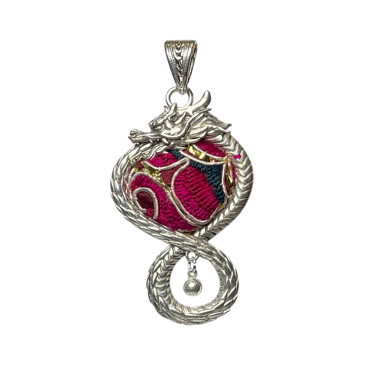 Miao Ethnic Hand-Embroidered, MiaoDragon for luck, Pendant/S4