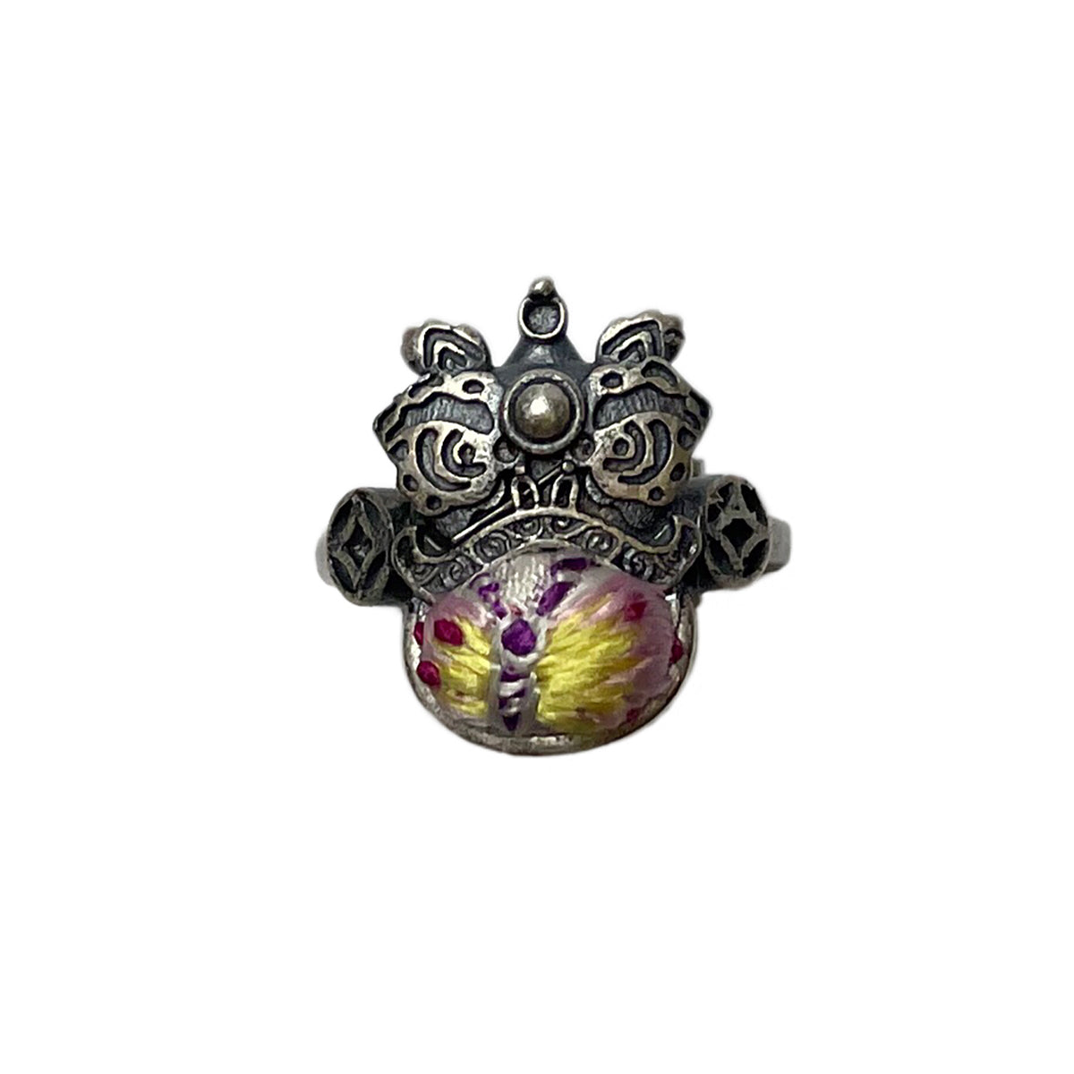 Miao Ethnic Hand-Embroidered, Lion for Power, Ring/X